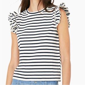 Kule Striped Kiki Ruffle Sleeve Top